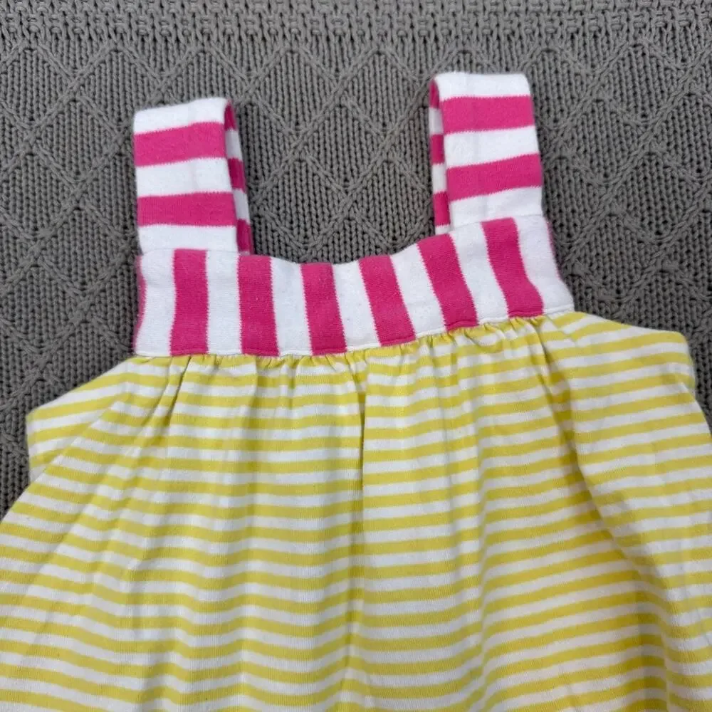 Hanna Andersson Sunny Dress Sunshower ~ Pink and Yellow Striped Dress ~ 3/6M